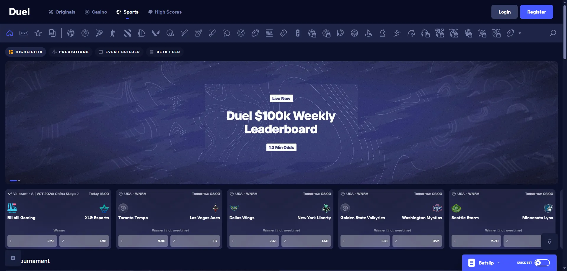 Scommesse sportive crypto su Duel Casino — duel sports